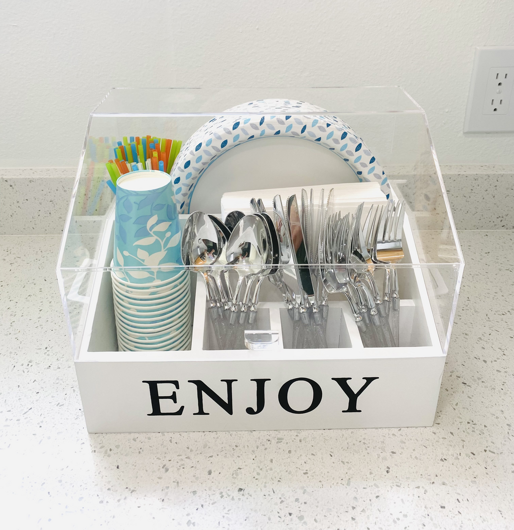 Organizador de Platos Desechables y Cubiertos